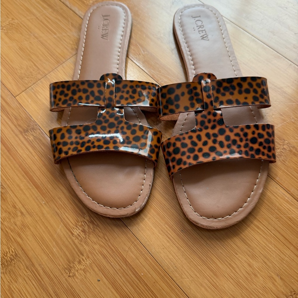 J. Crew Brown Leopard Print Slides